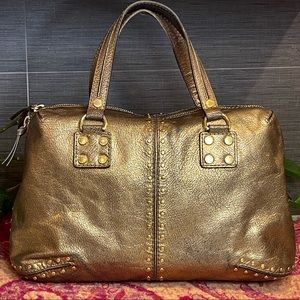 MICHAEL KORS Uptown Astor Satchel Gold Studded